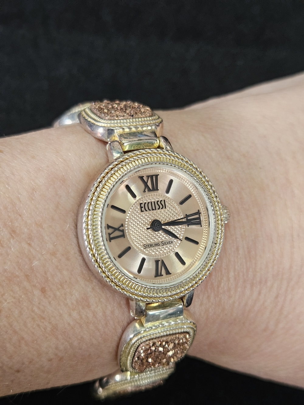 ECCLISSI Sterling Silver Women’s Crystal Bracelet Watch